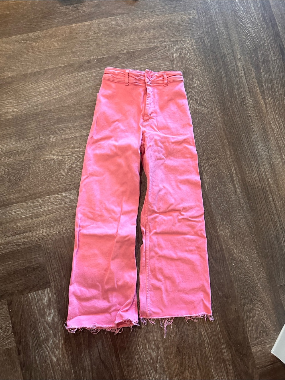 Zara Pink Flare Jeans with Frayed Hem